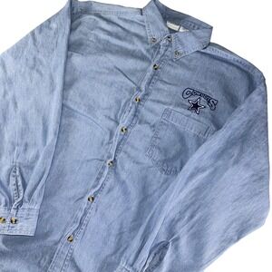 Dallas Cowboys Shirt Mens Large Blue NFL Football True Fan Sportswear Denim